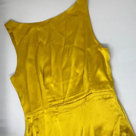 Reformation Zya Silk Yellow Dress 6 Dress - Picture 7 of 13